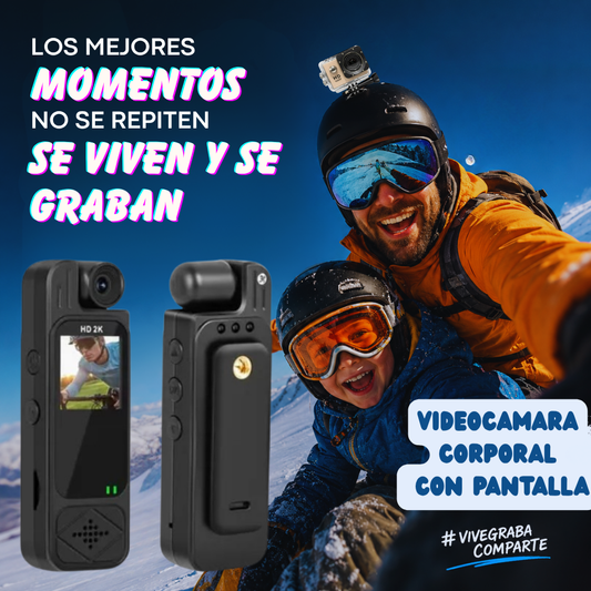 Cámara Corporal Body Cam 2K Full HD con Pantalla LCD y Grabación de Audio
